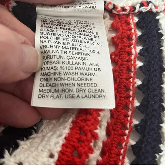 & Other Stories Cotton Crochet Halter Neck Top Stripes Women’s M Boho Americana - Picture 9 of 14